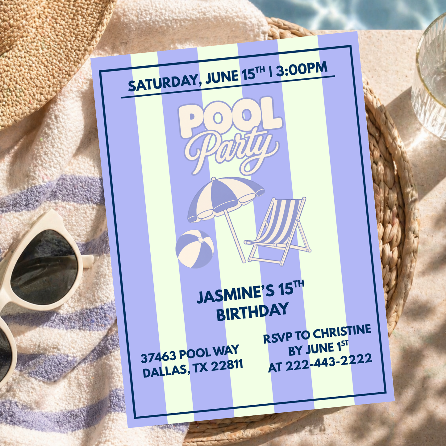 Pool Party Birthday Invitation