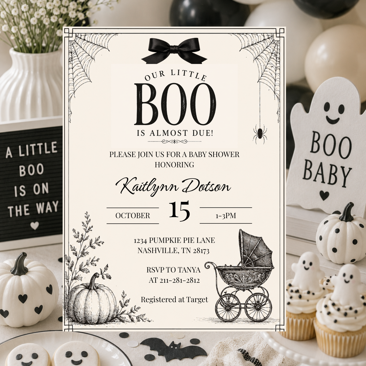 Our Little Boo is Almost Due Baby Shower Invitation