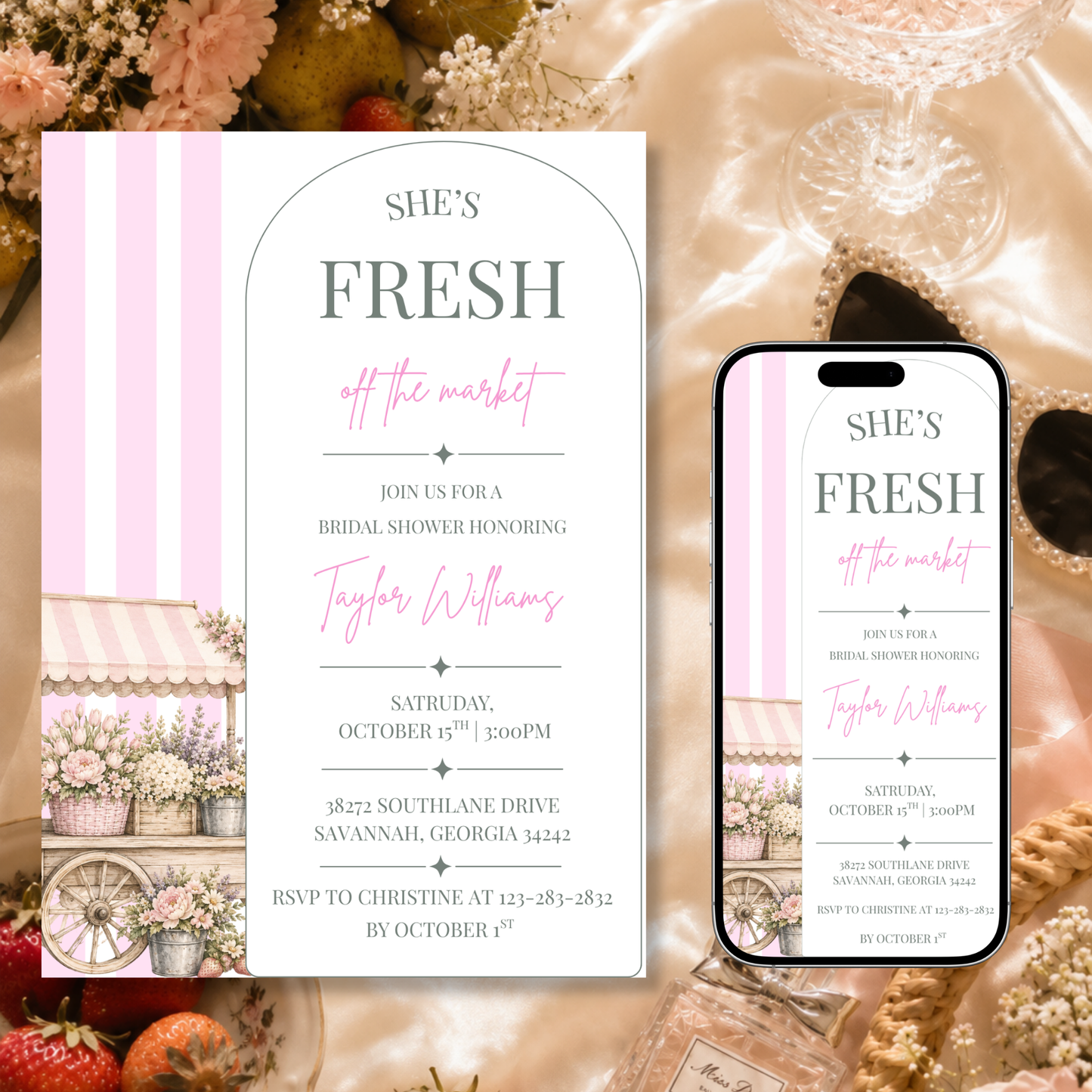 She's Fresh Off the Market Bridal Invitation