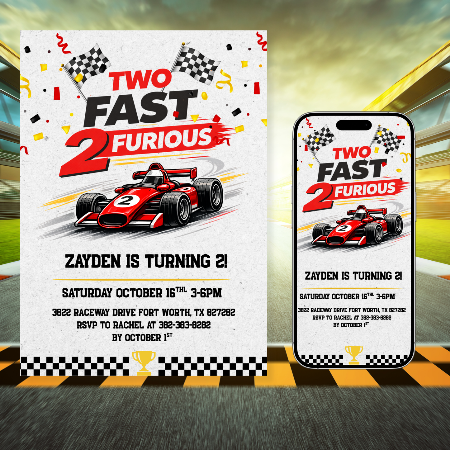 Two Fast Two Furious Birthday Invitation