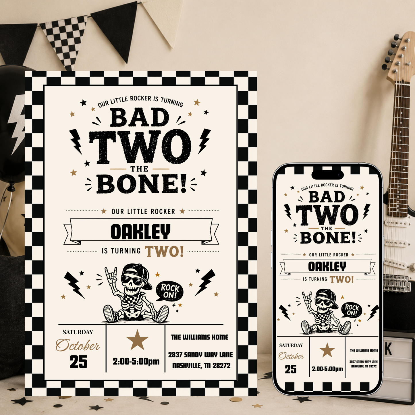 Bad Two the Bone Birthday Invitation