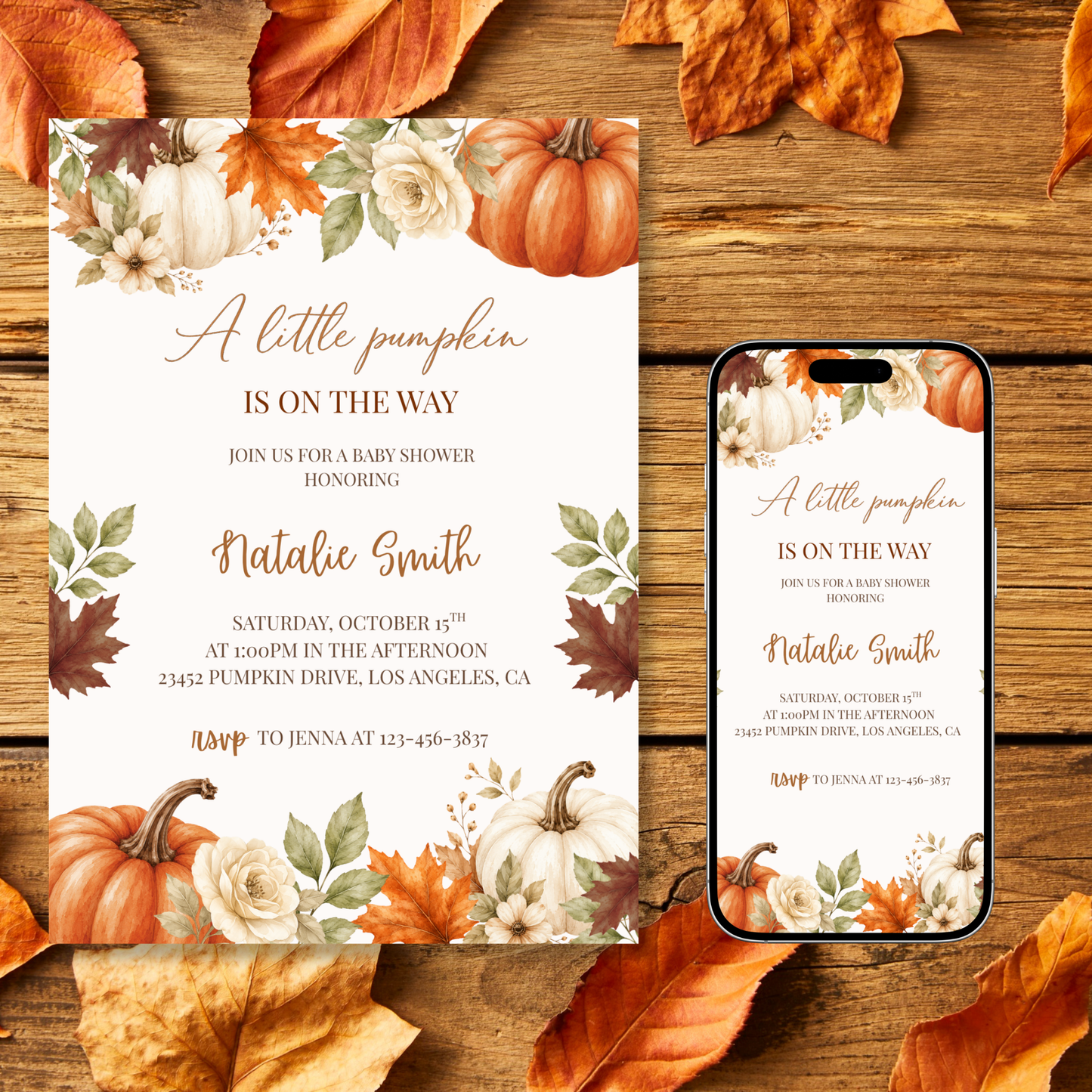 A Little Pumpkin Is On the Way Baby Shower Invitation