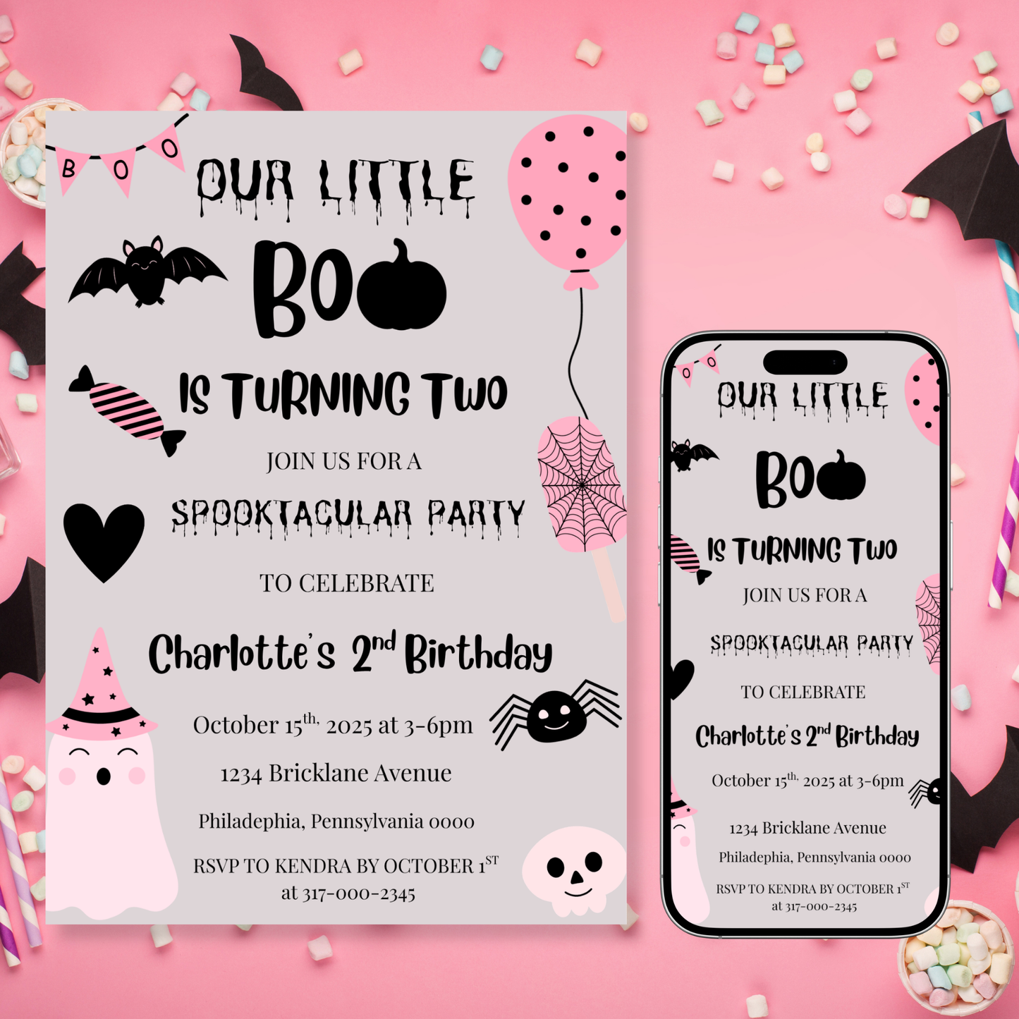 Our Little Boo Is Turning Two Invitation
