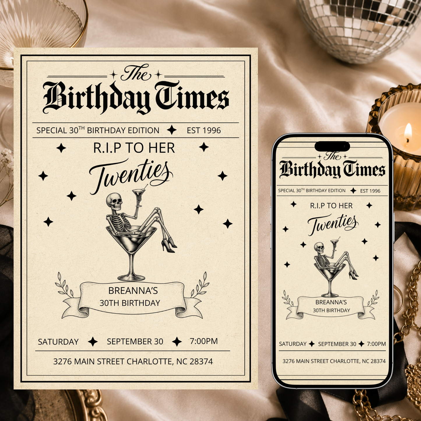 R.I.P to Her Twenties Birthday Invitation