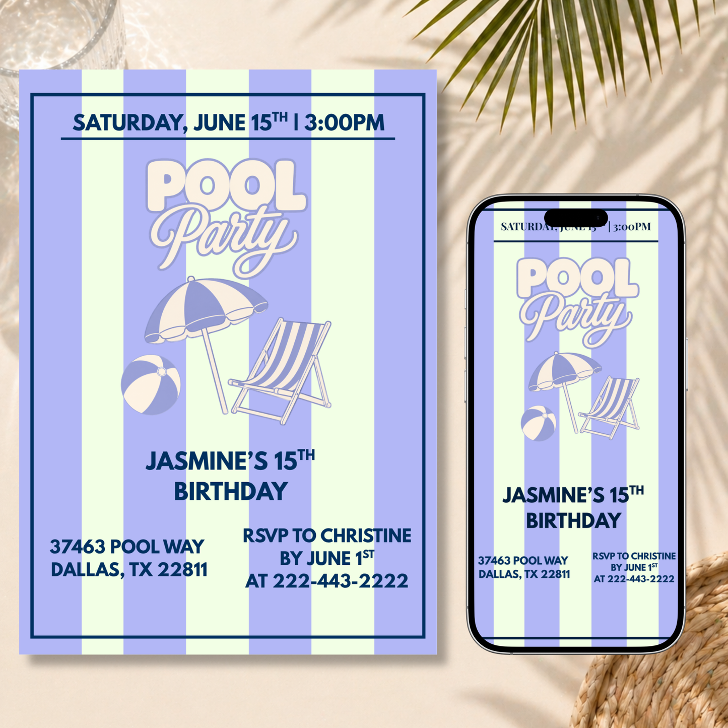 Pool Party Birthday Invitation