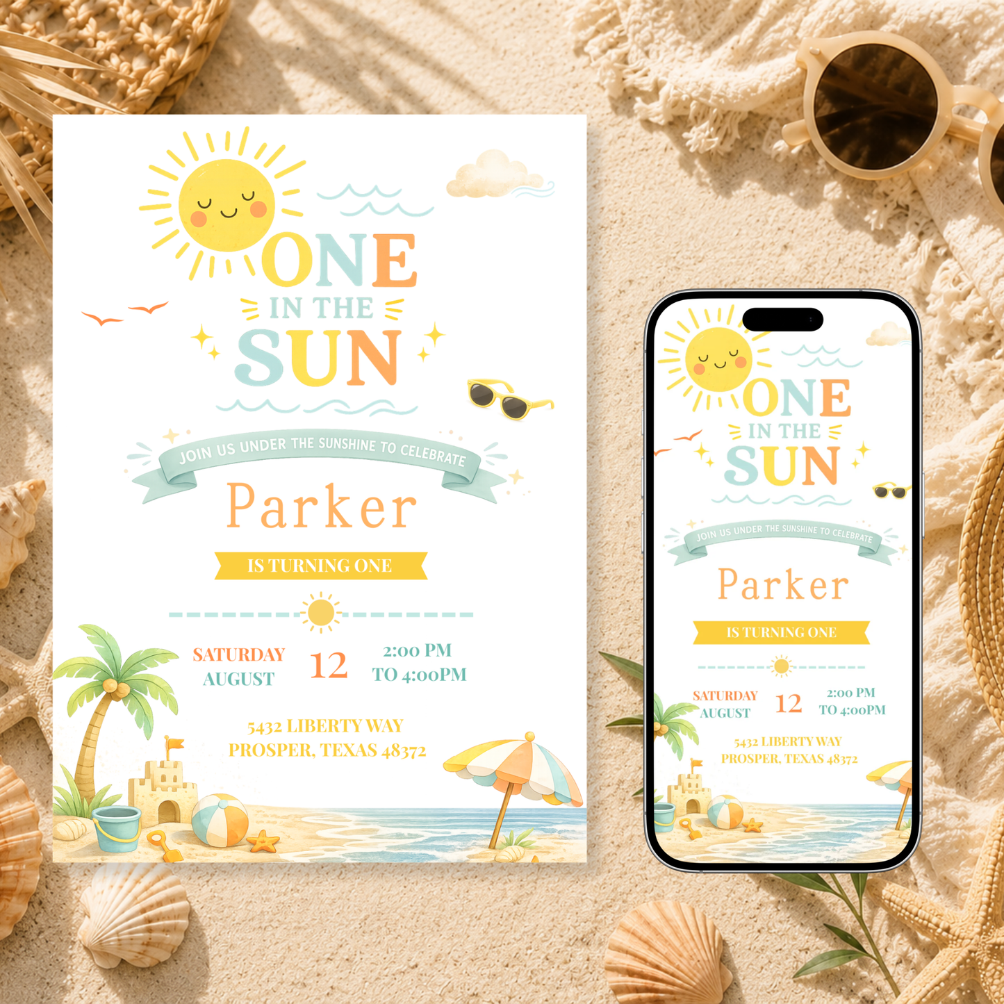 One in the Sun Birthday Invitation
