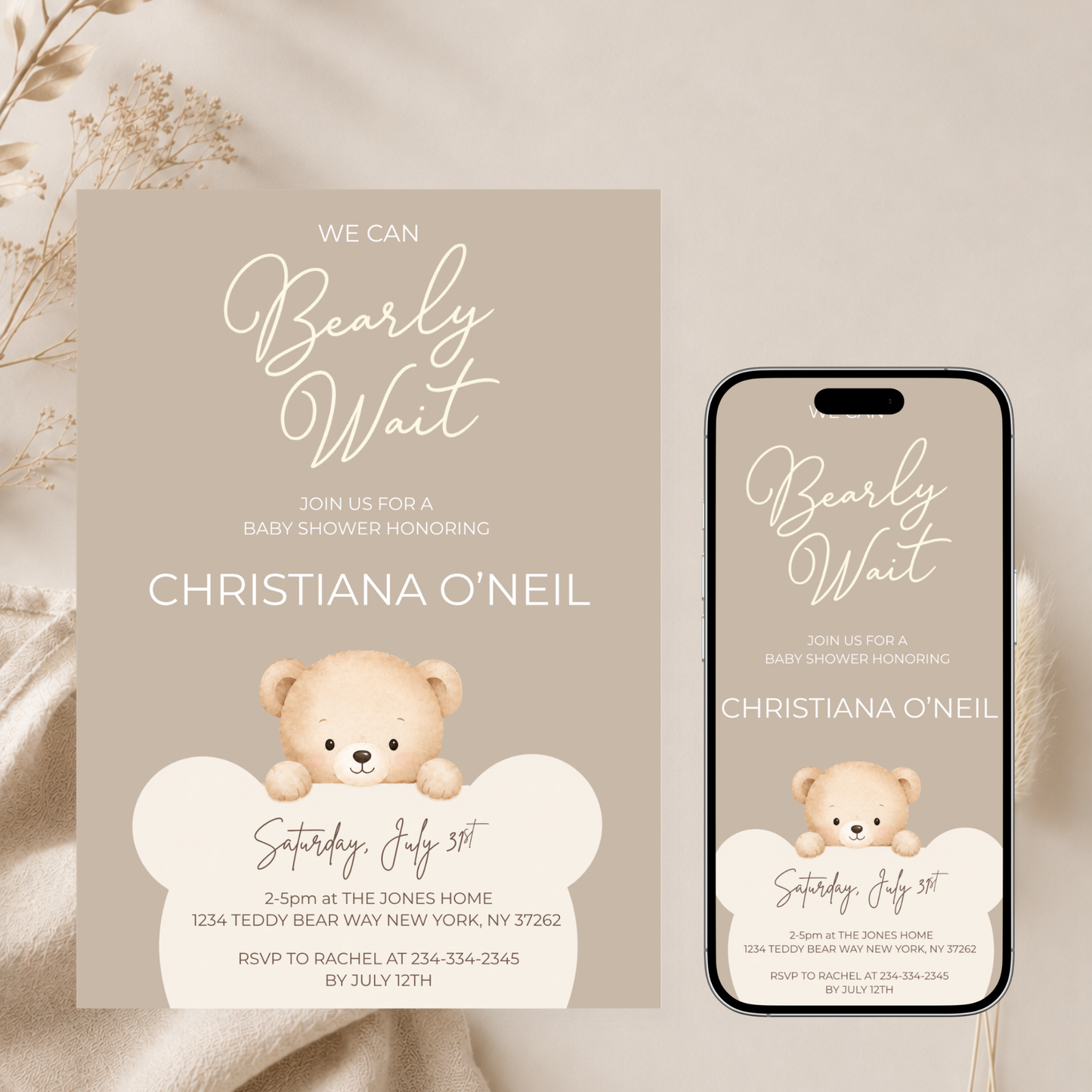 We Can Bearly Wait Baby Shower Invitation