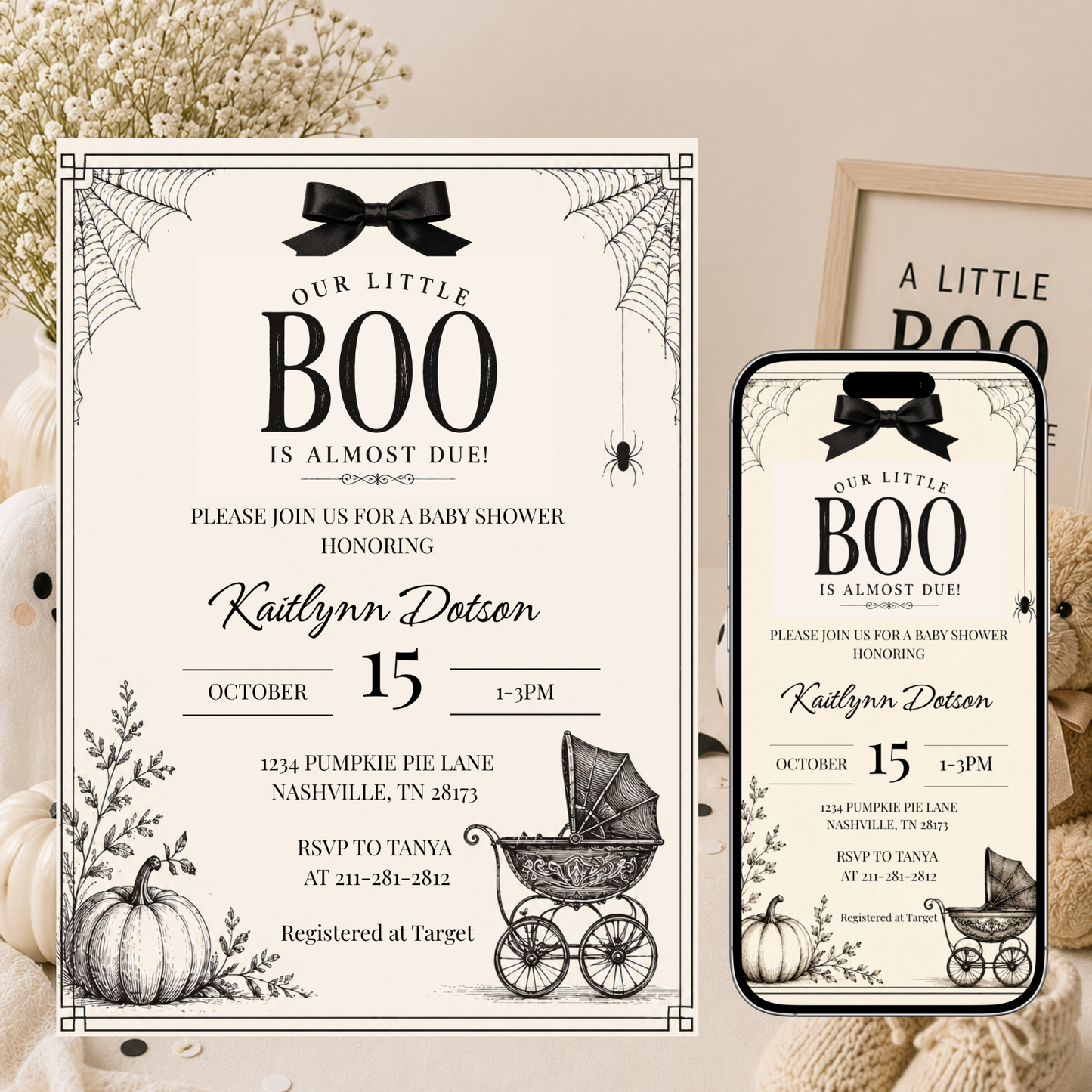 Our Little Boo is Almost Due Baby Shower Invitation