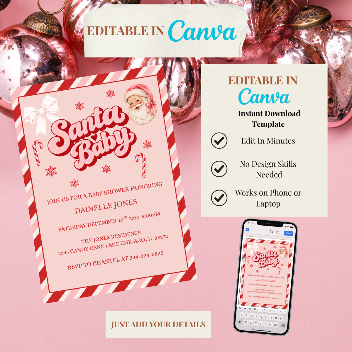 Santa Baby Baby Shower Invitation