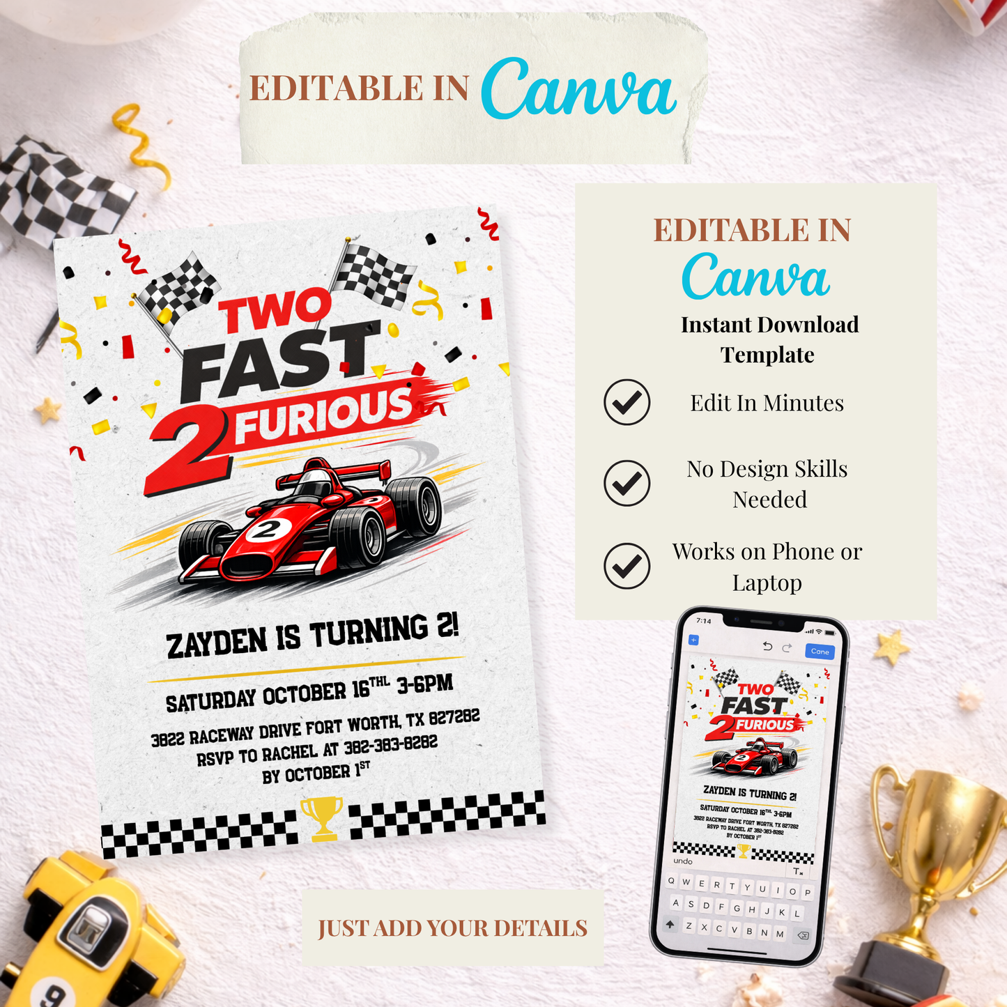 Two Fast Two Furious Birthday Invitation