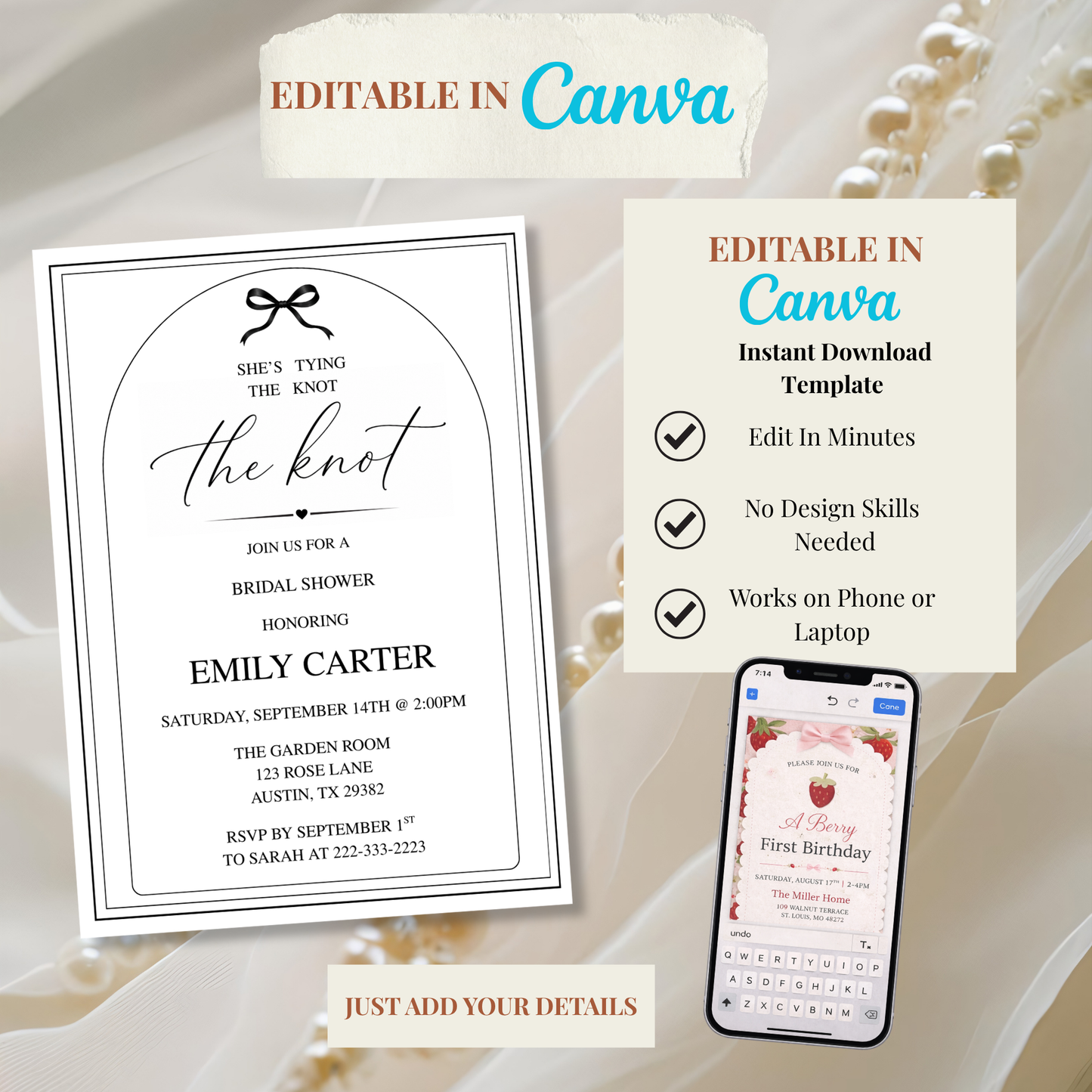 She's Tying The Knot Bridal Shower Invitation