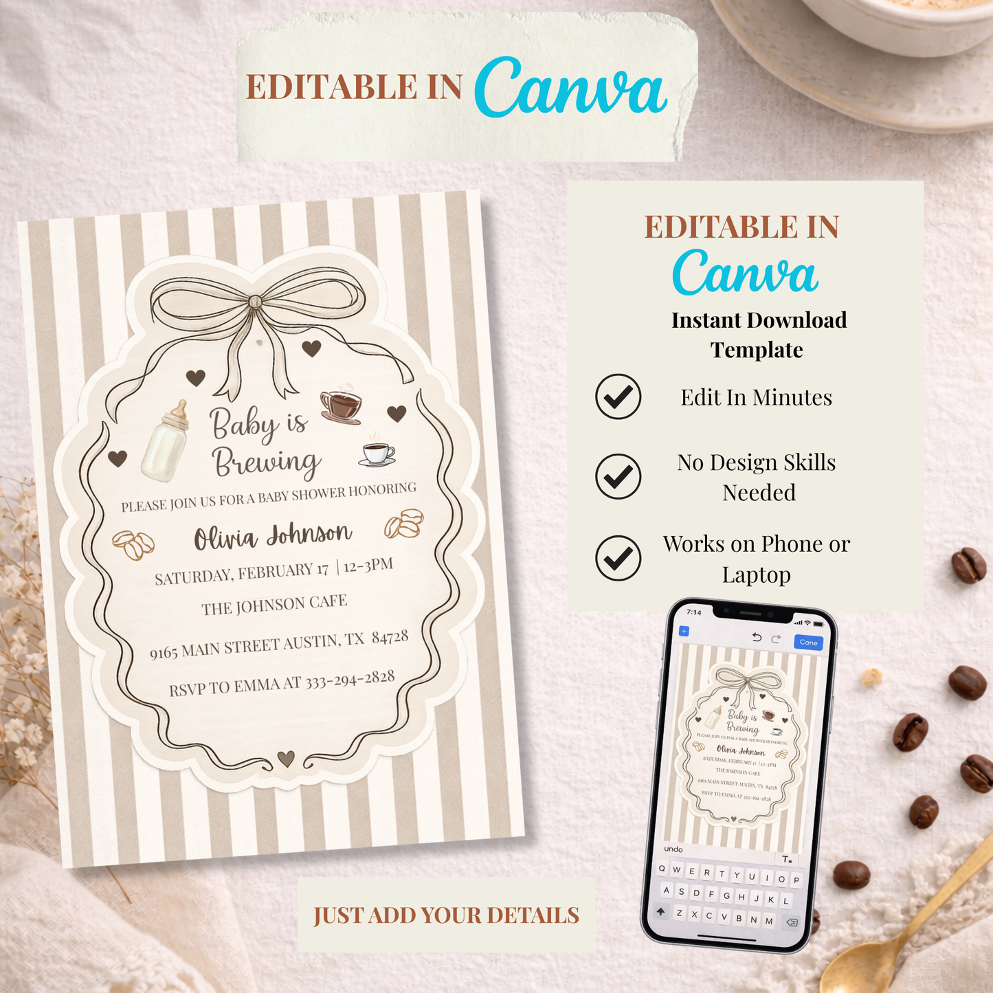 Baby Is Brewing Baby Shower Invitation