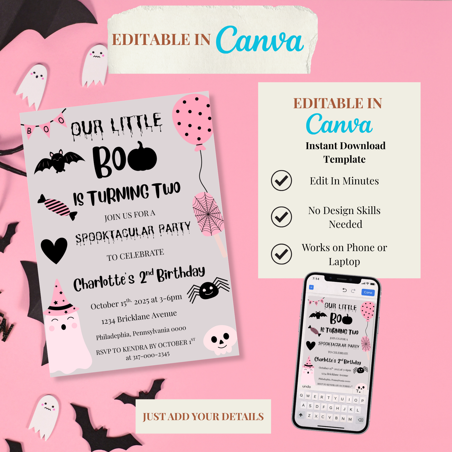 Our Little Boo Is Turning Two Invitation