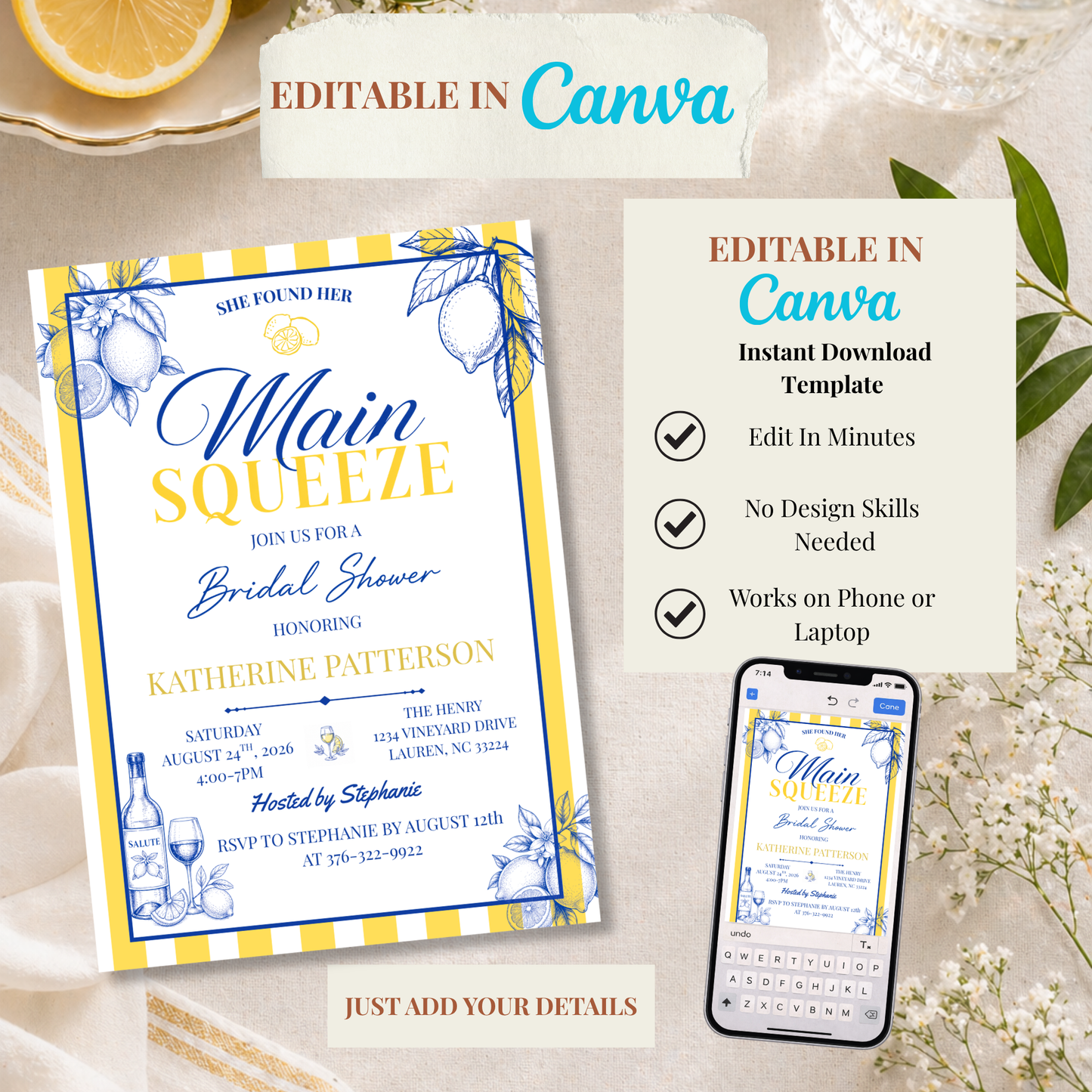 She Found Her Main Squeeze Bridal Shower Invitation
