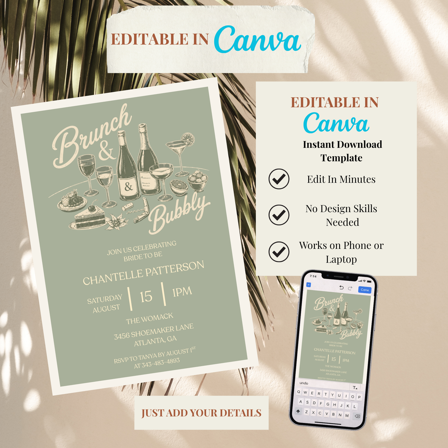 Brunch and Bubbly Bridal Shower Invitation