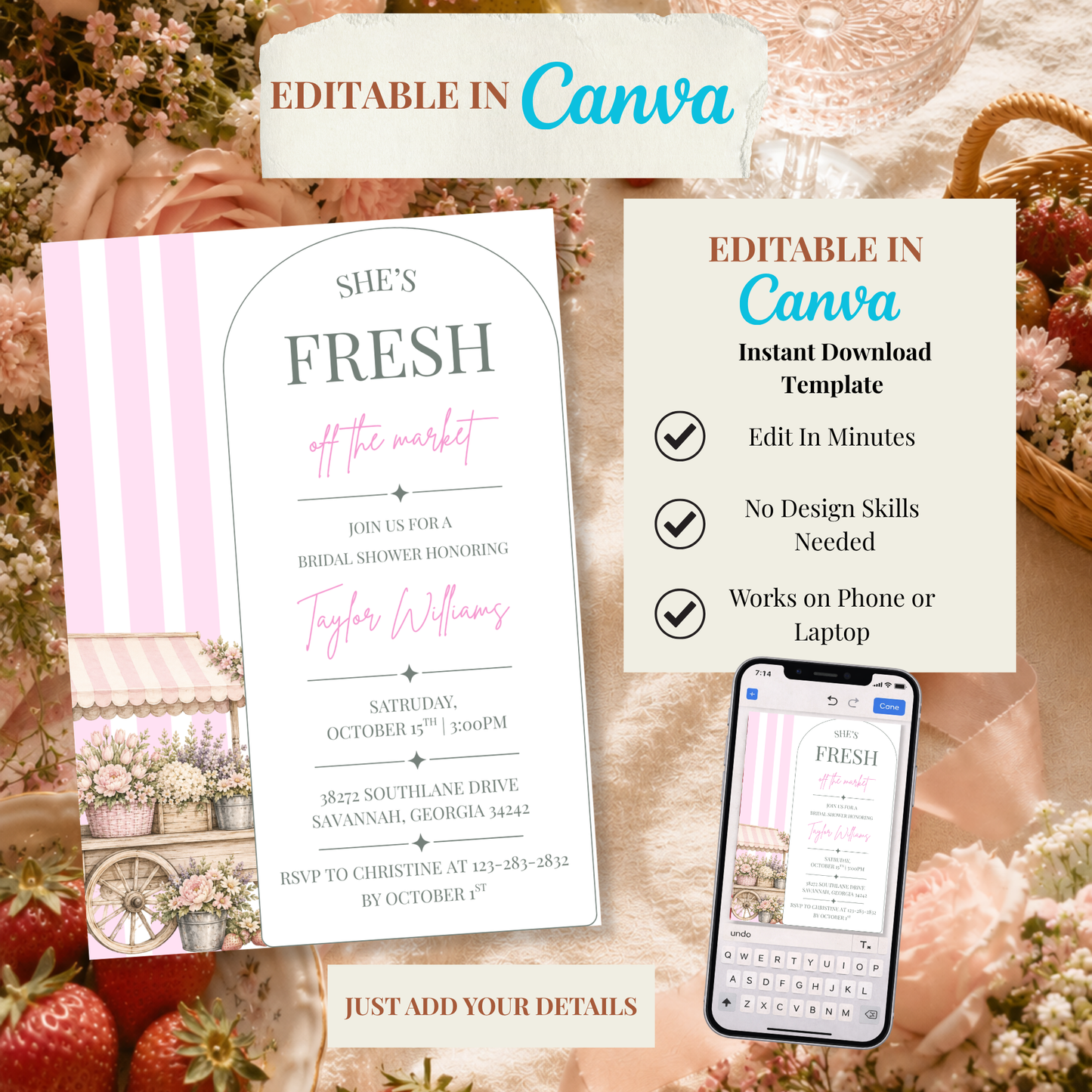 She's Fresh Off the Market Bridal Invitation