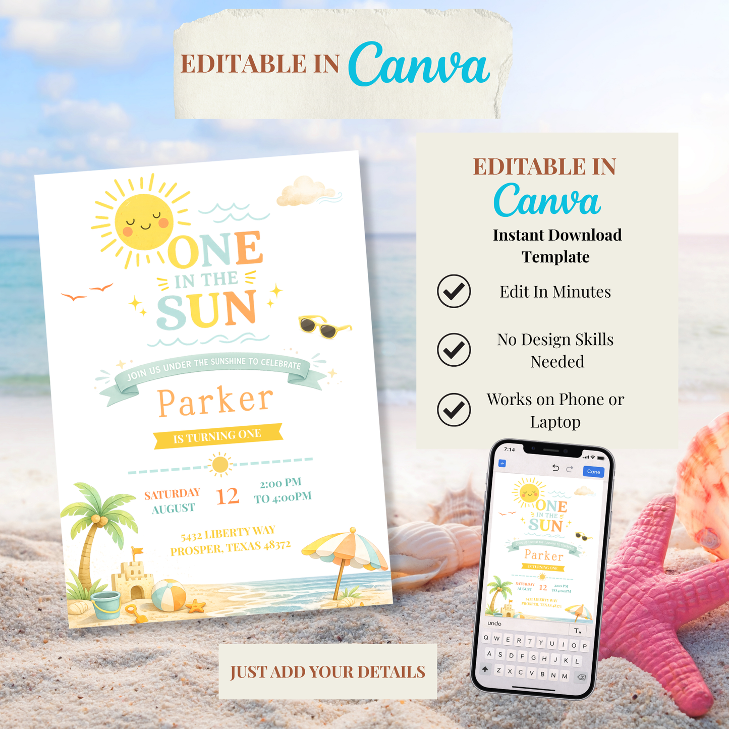 One in the Sun Birthday Invitation