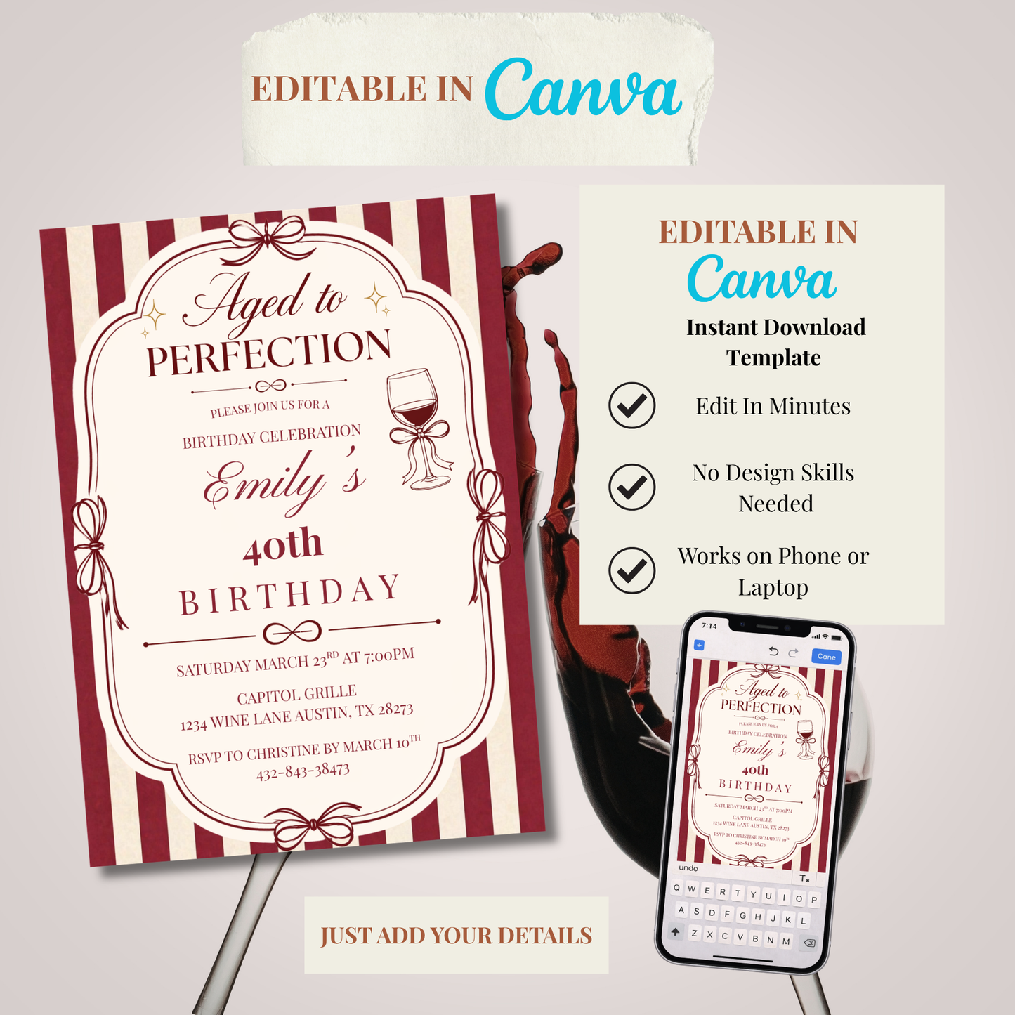Aged To Perfection Birthday Invitation