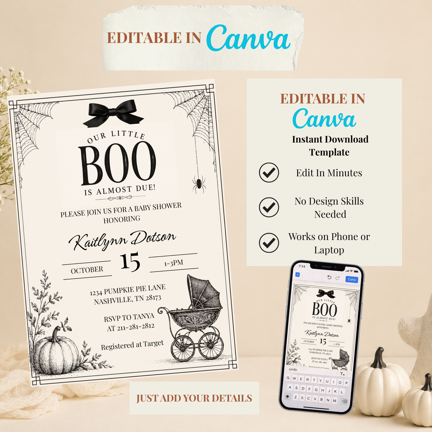 Our Little Boo is Almost Due Baby Shower Invitation