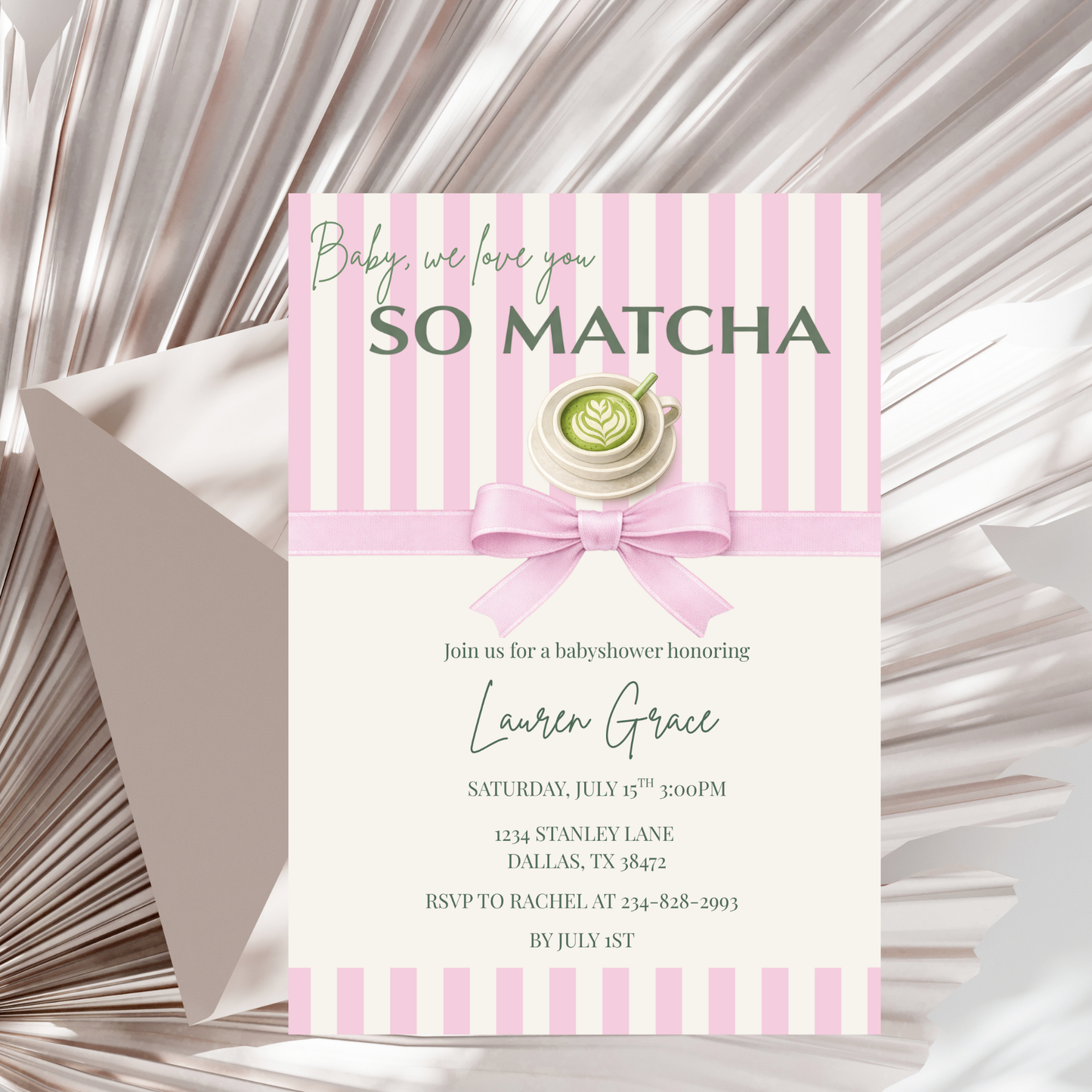 Matcha Baby Shower Invitation