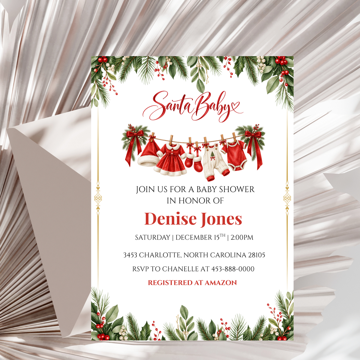 Santa Baby Christmas Baby Shower Invitation