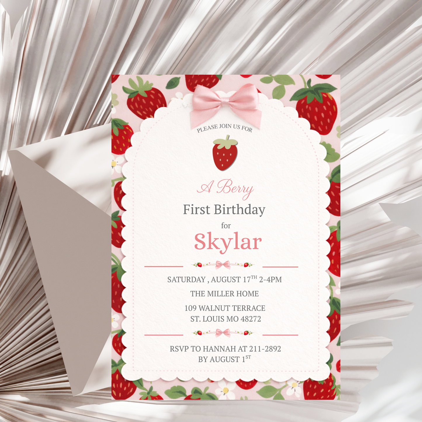 Berry First Birthday Invitation Template