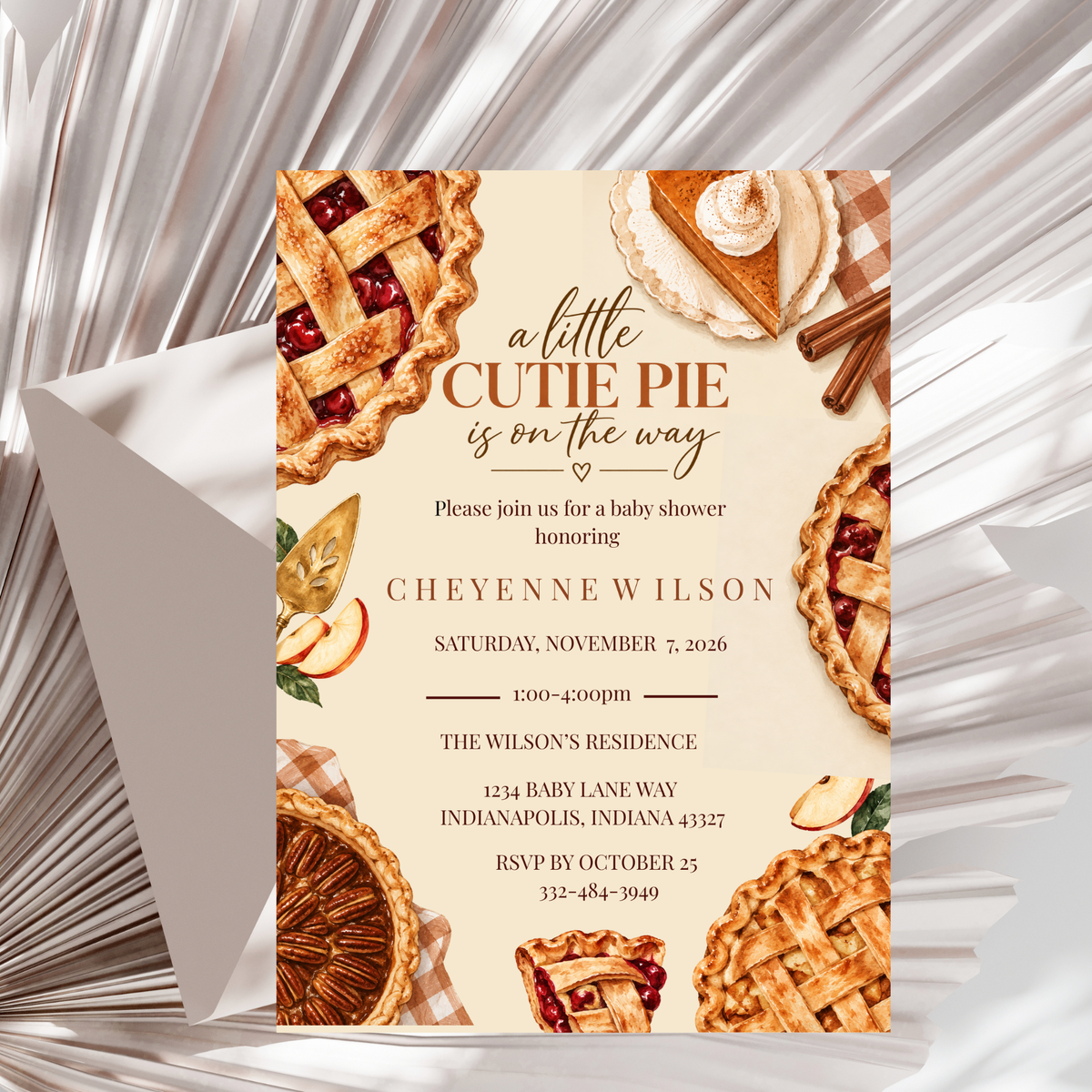 A Little Cutie Pie Is on the Way Baby Shower Invitation