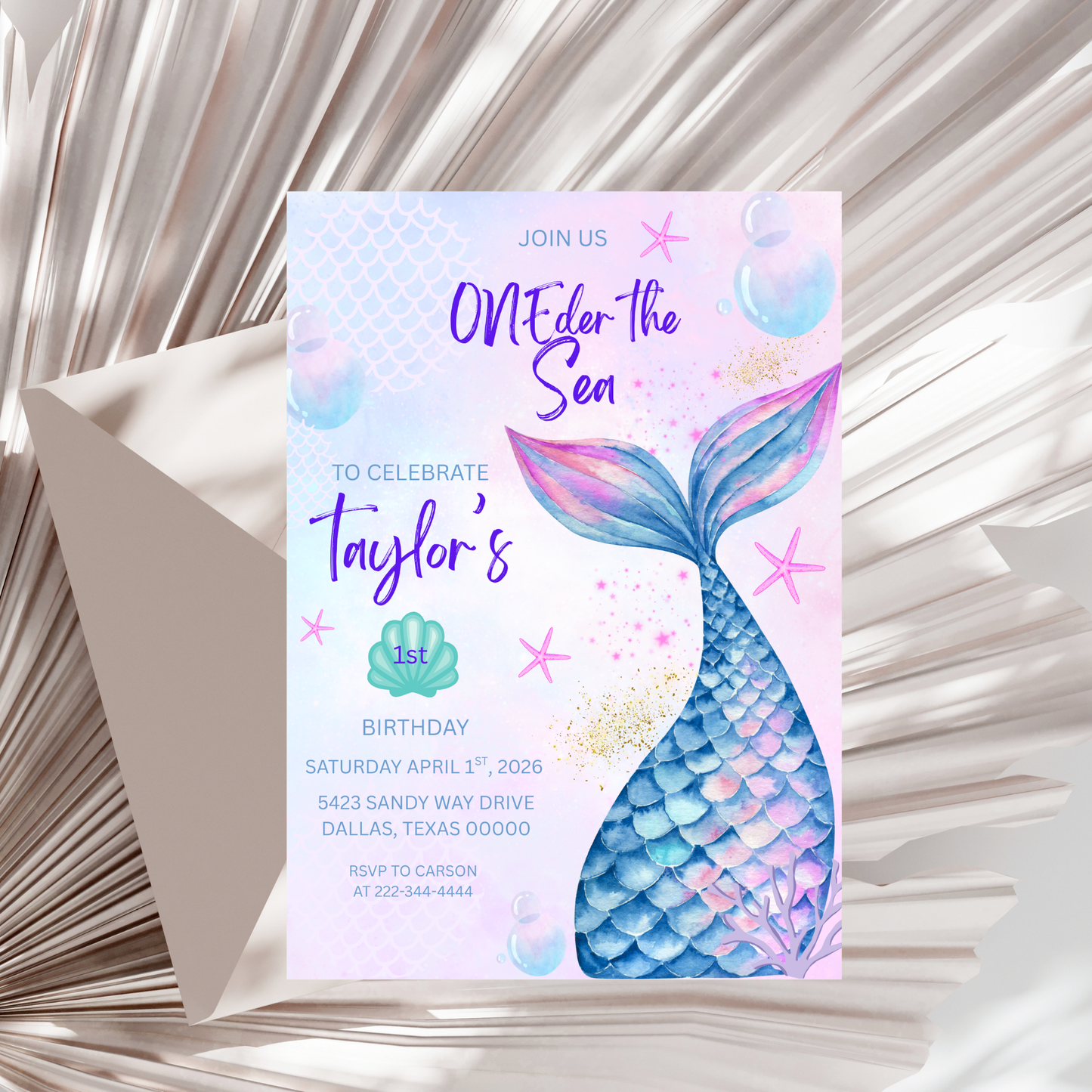 Oneder The Sea First Birthday Invitation