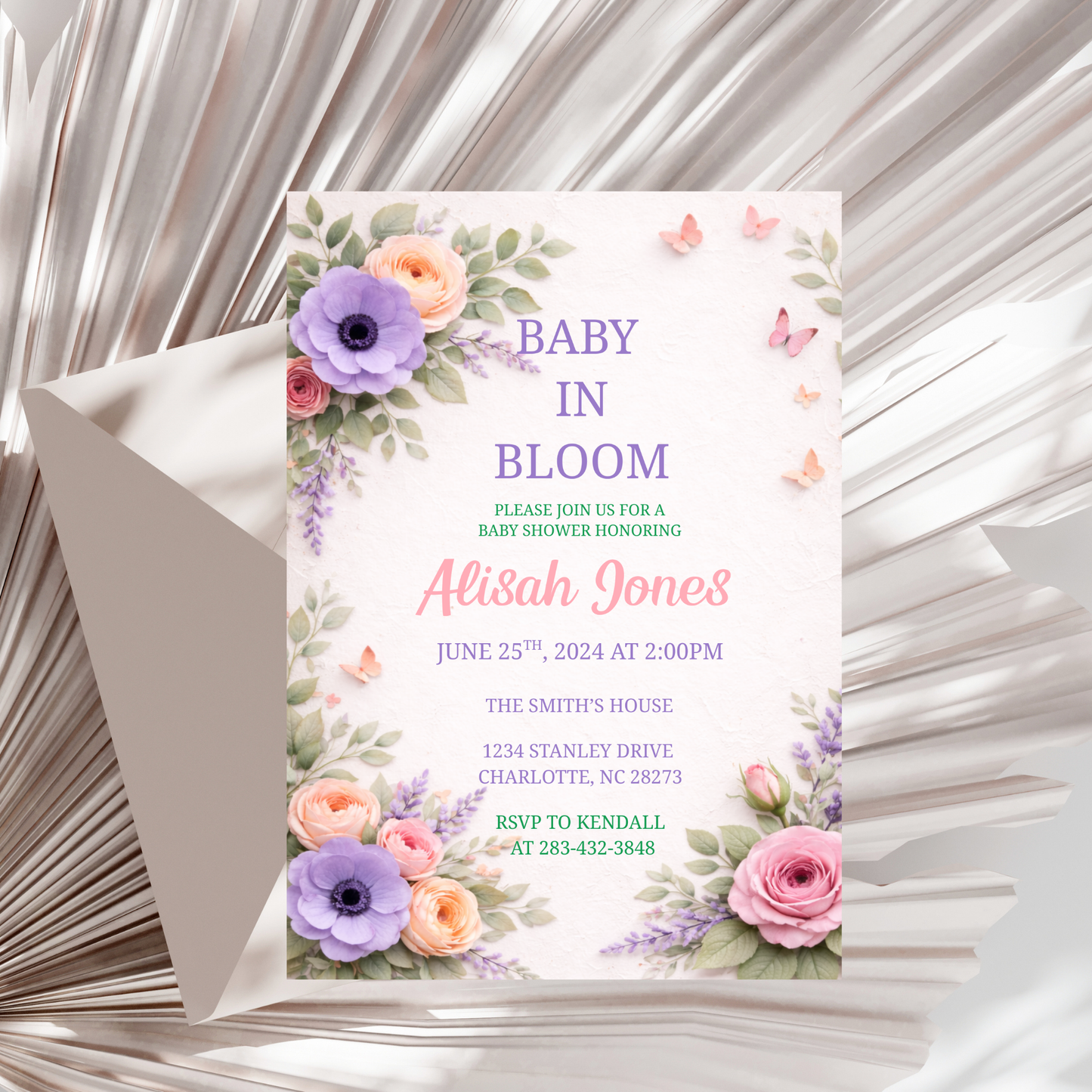 Baby In Bloom Baby Shower Invitation