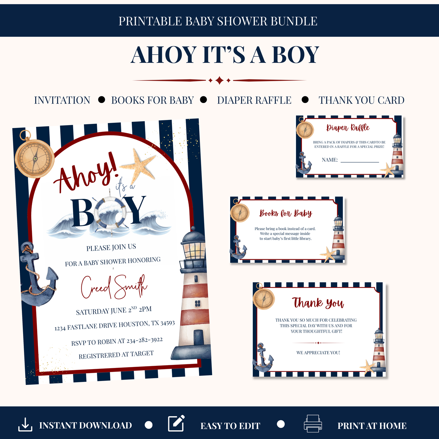 Ahoy It's A Boy Baby Shower Bundle