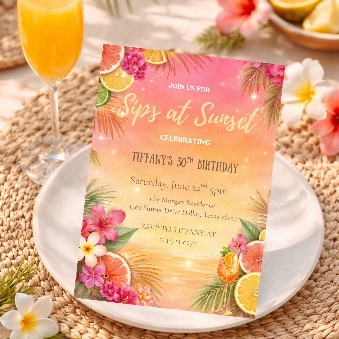 Sunset Soiree Birthday Invitation