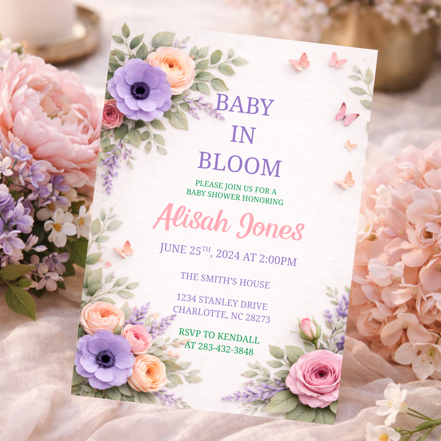 Baby In Bloom Baby Shower Invitation