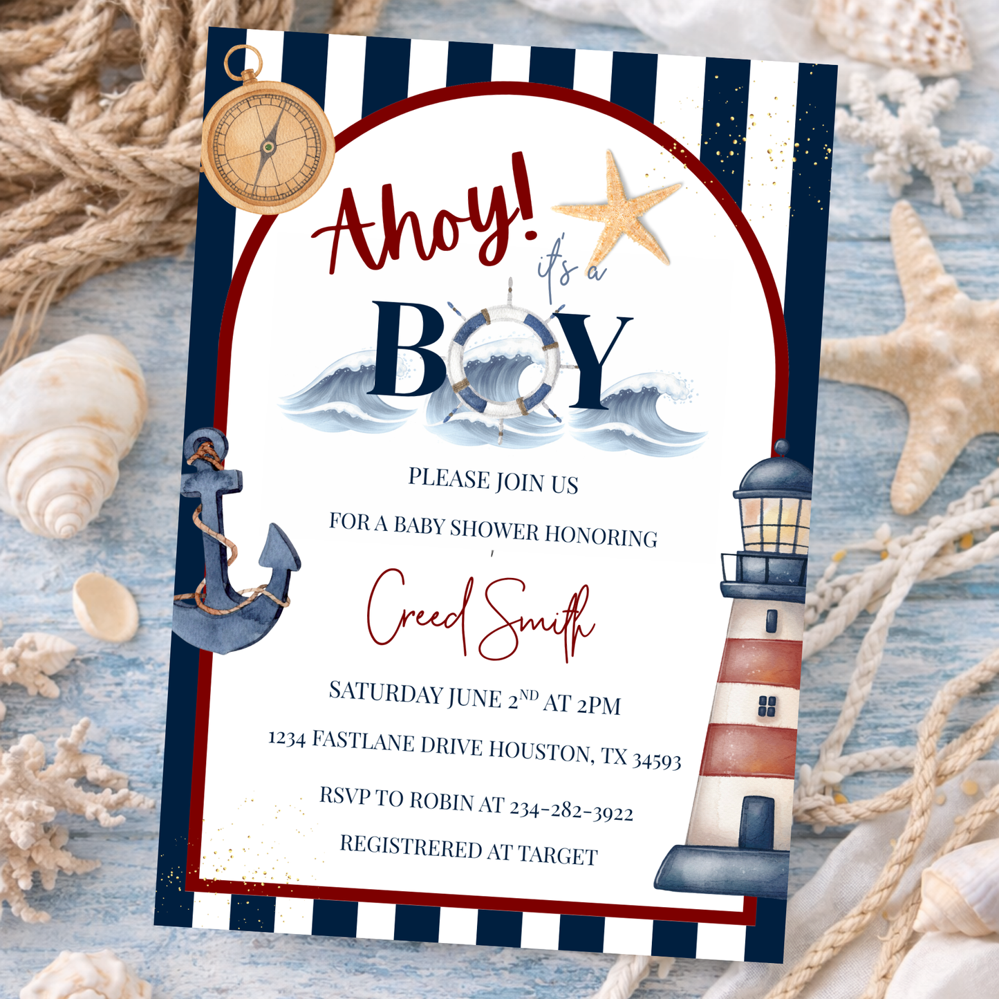 Ahoy It's a Boy Baby Shower Invitation