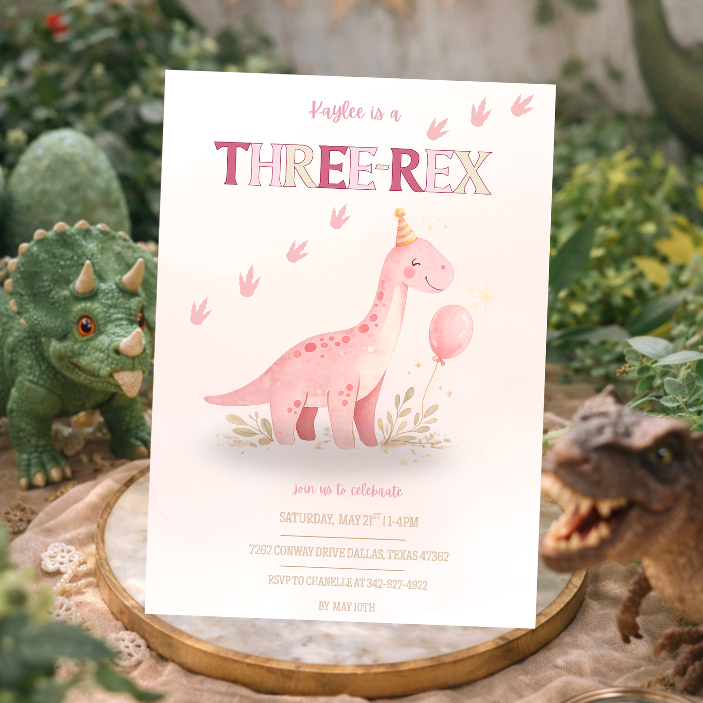 3-Rex Birthday Invitation