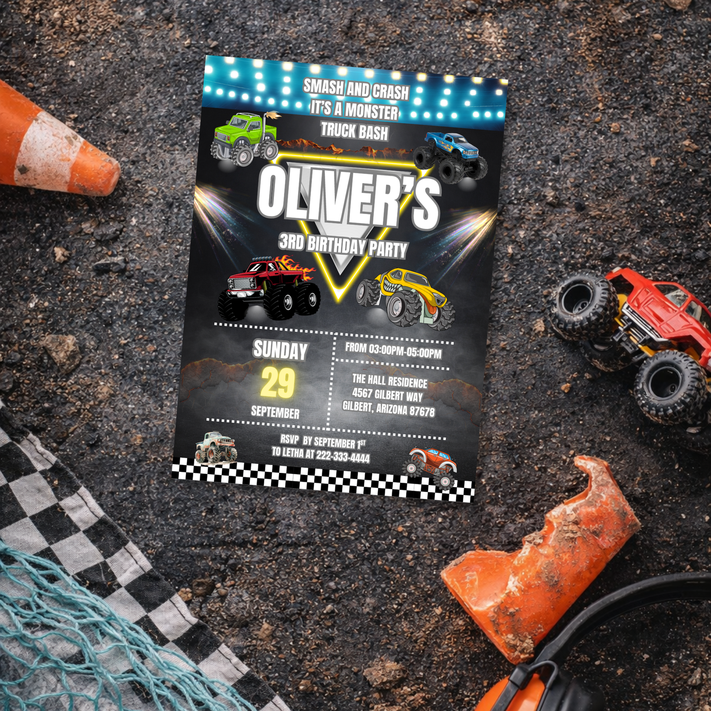 Monster Truck Birthday Invitation