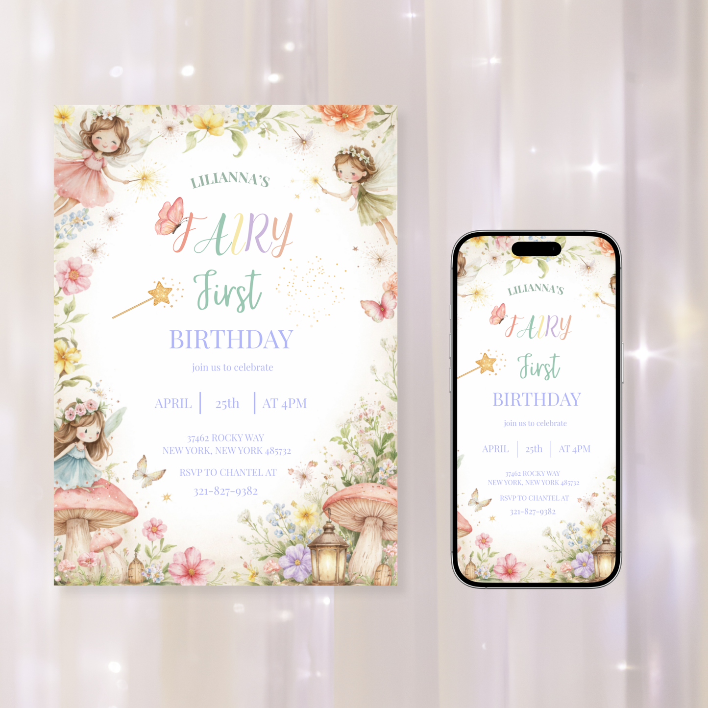 Fairy First Birthday Invitation