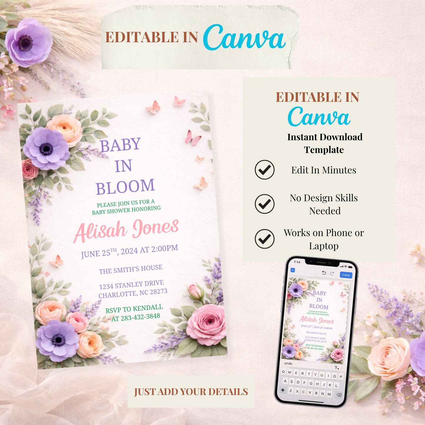 Baby In Bloom Baby Shower Invitation