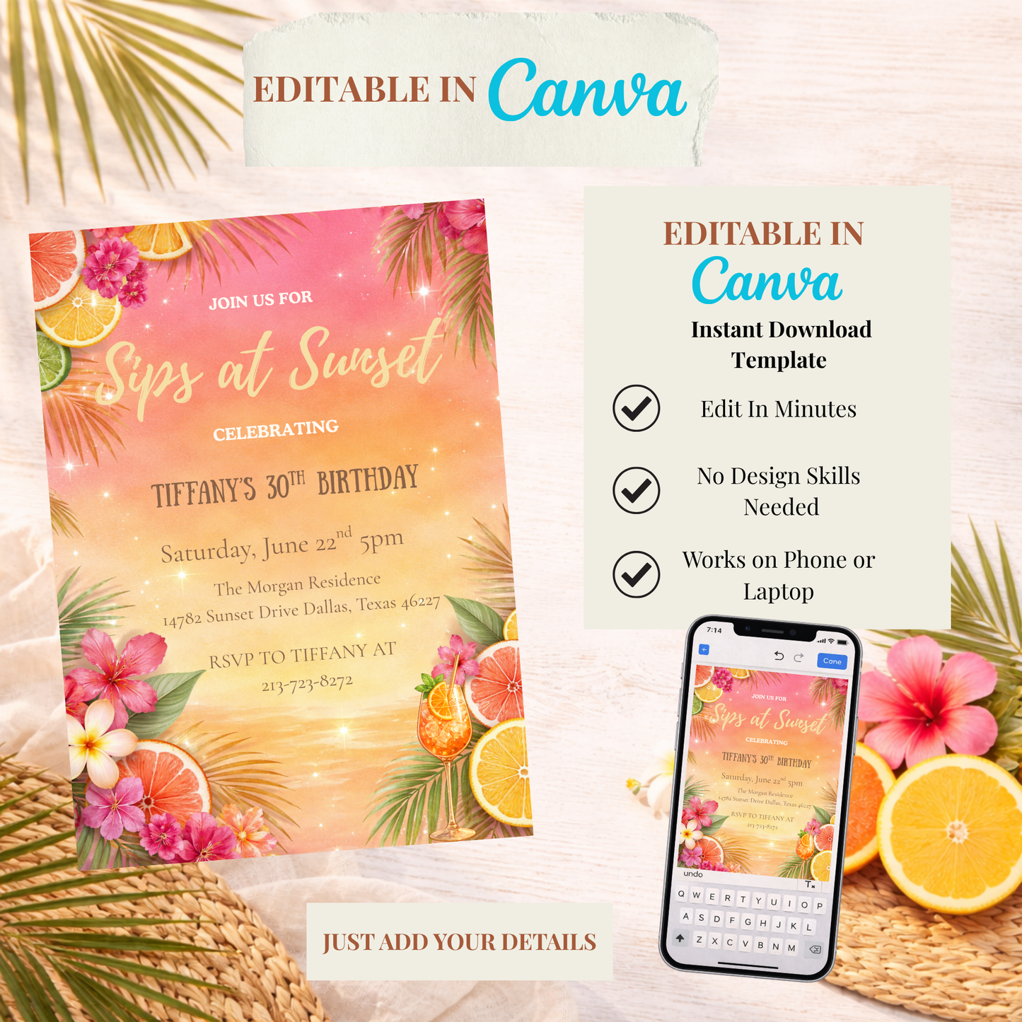 Sunset Soiree Birthday Invitation