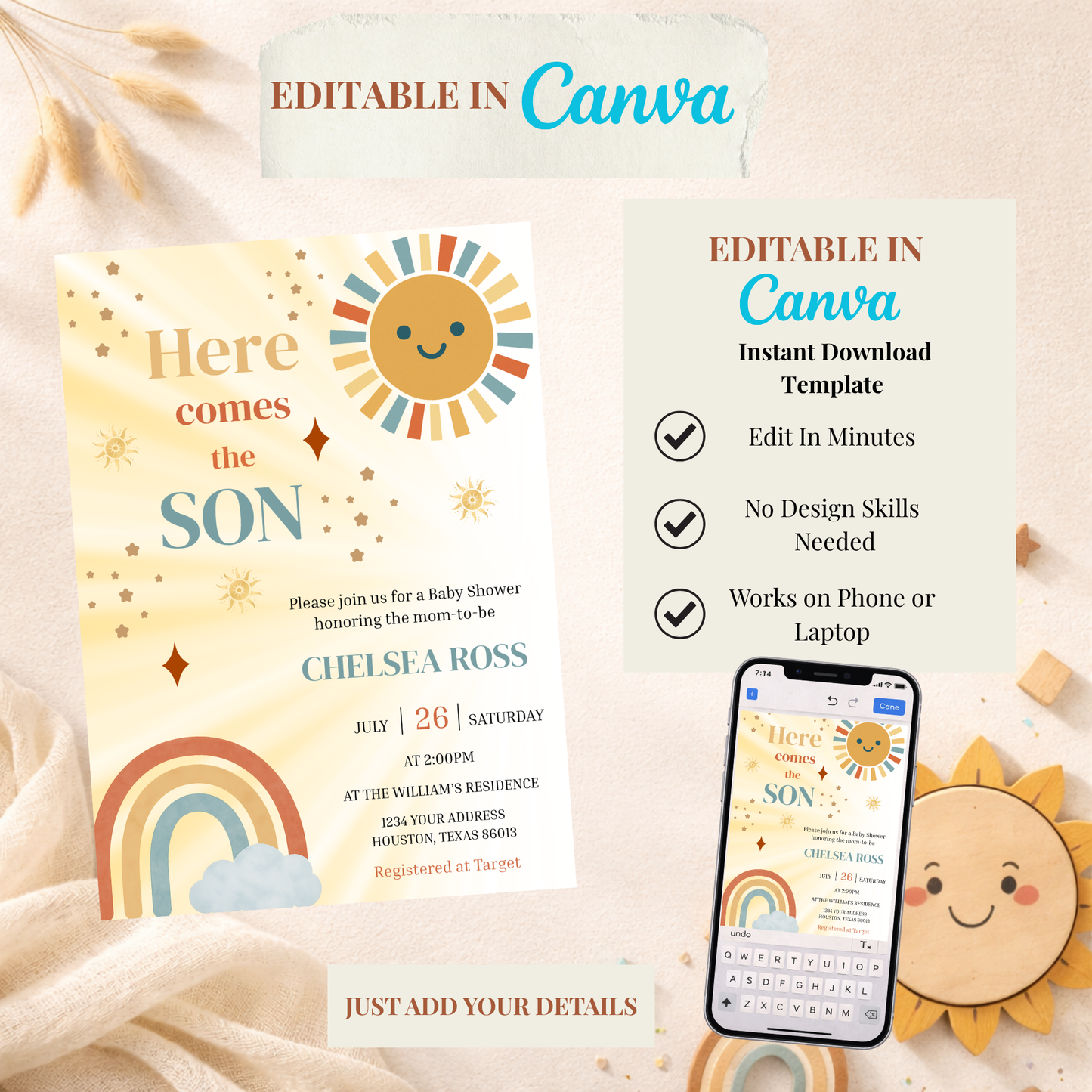 Here Comes the Son Baby Shower Invitation