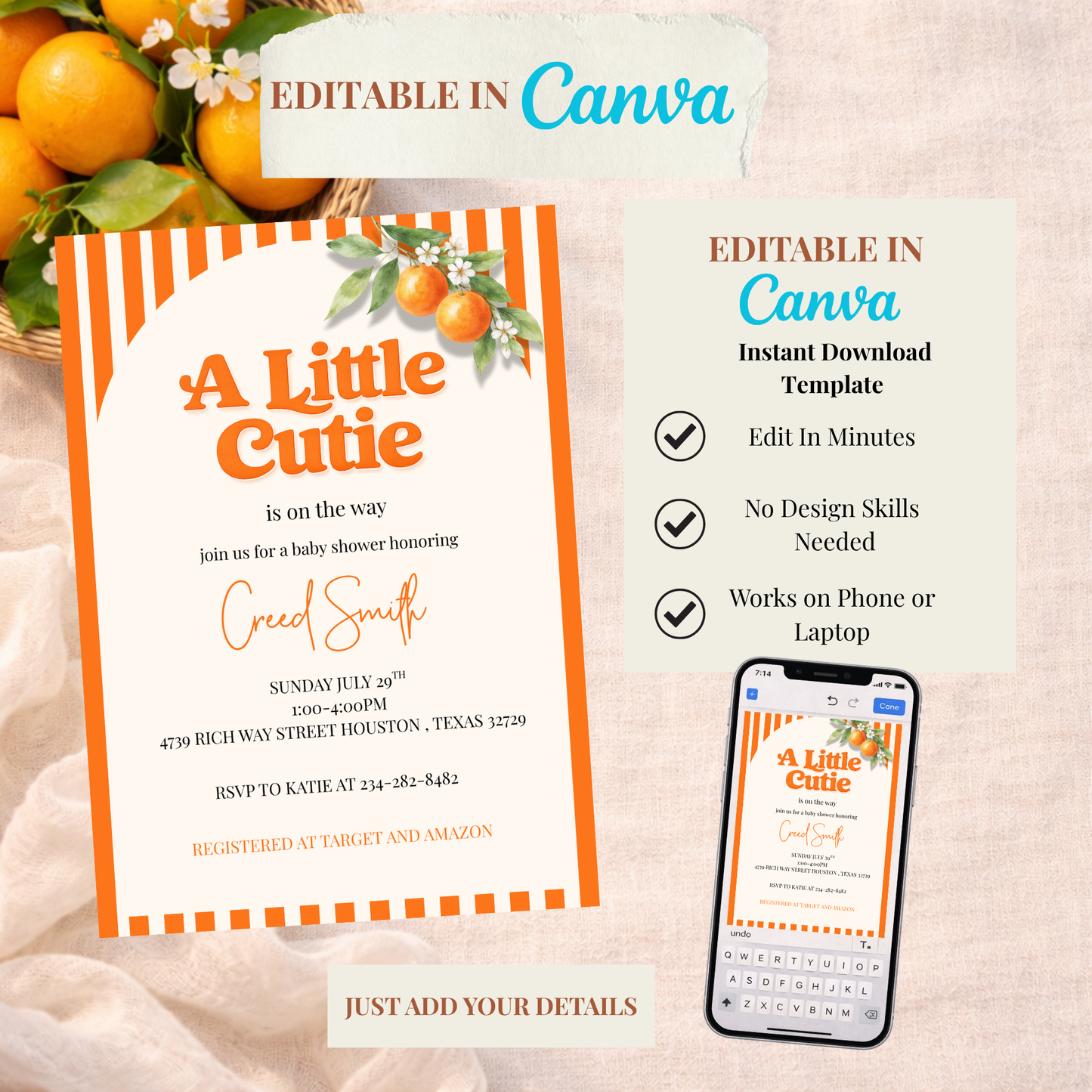 A Little Cutie Baby Shower Invitation