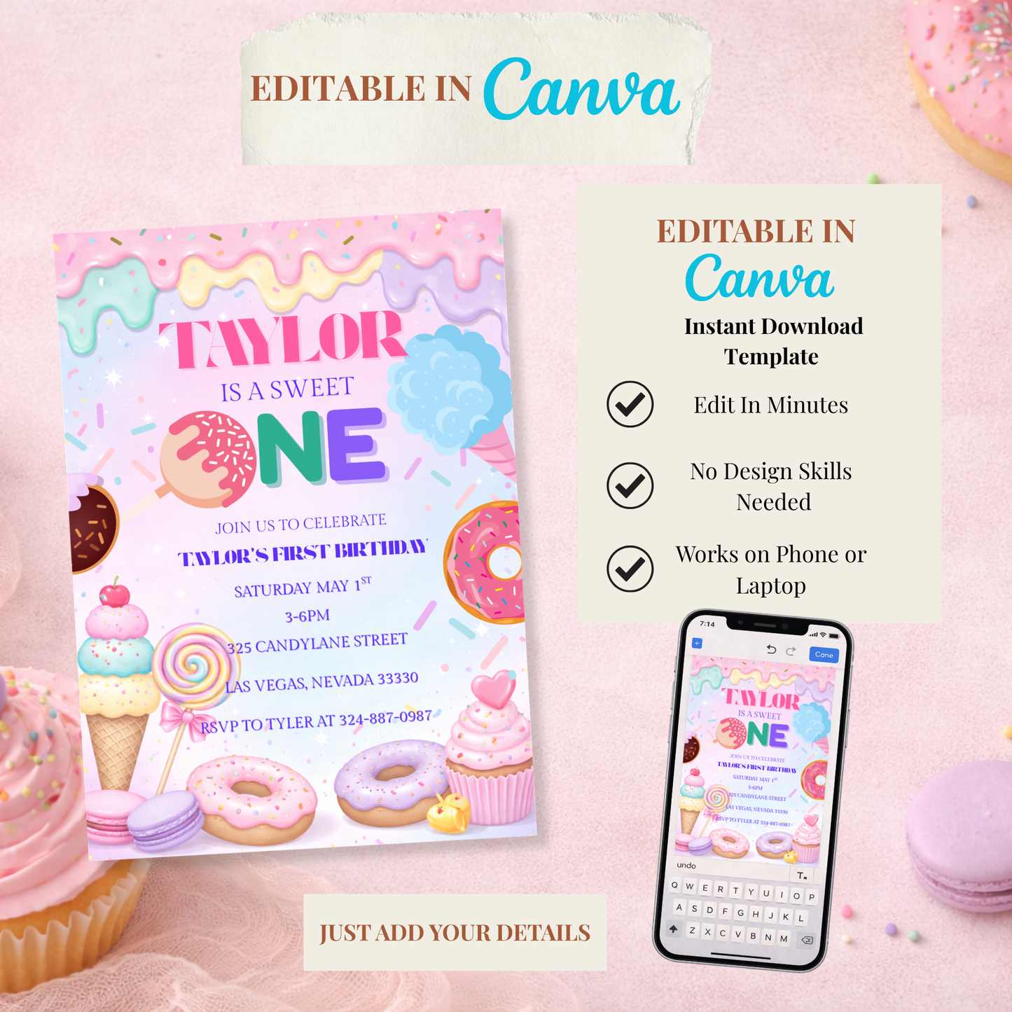 Sweet One First Birthday Invitation