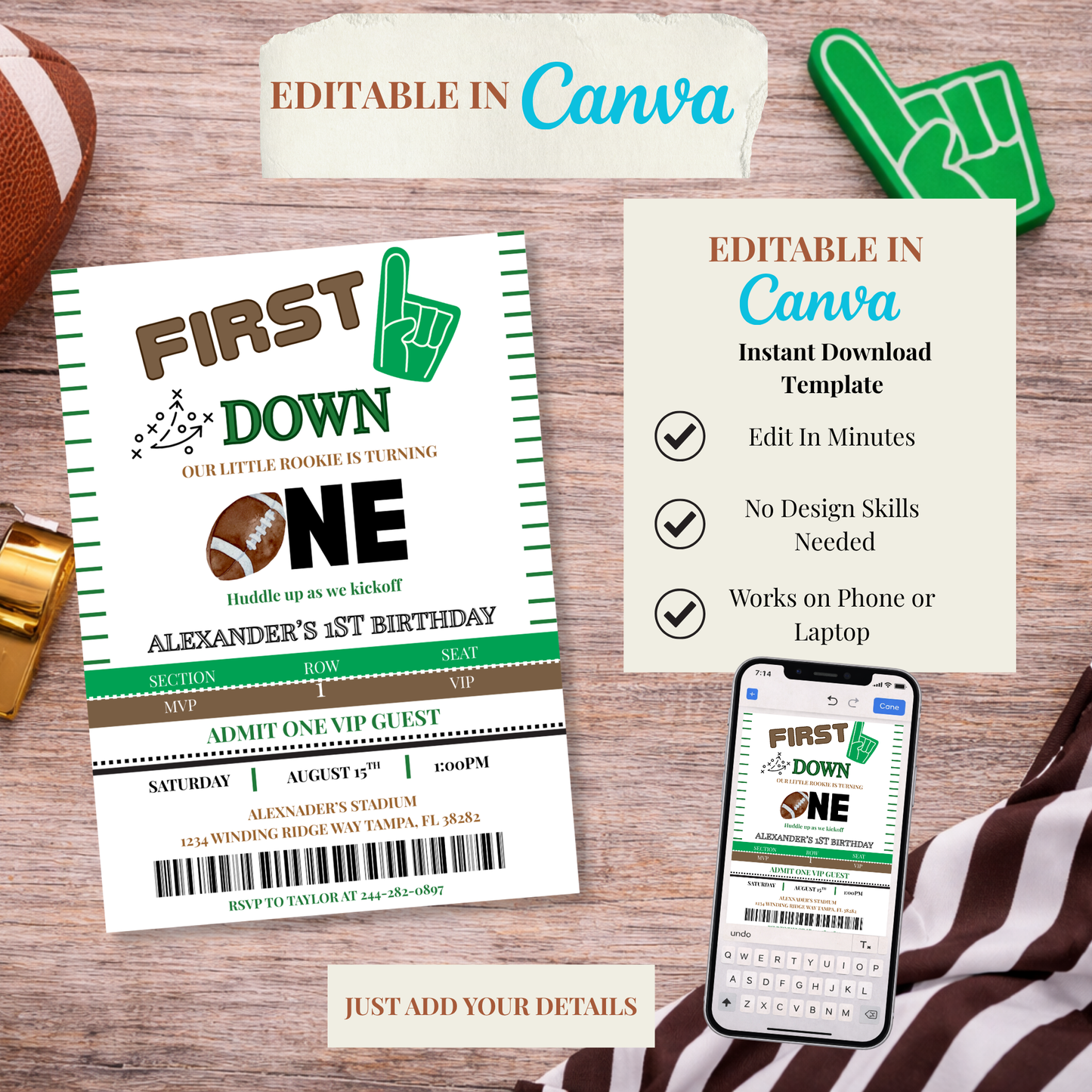 First Year Down Invitation