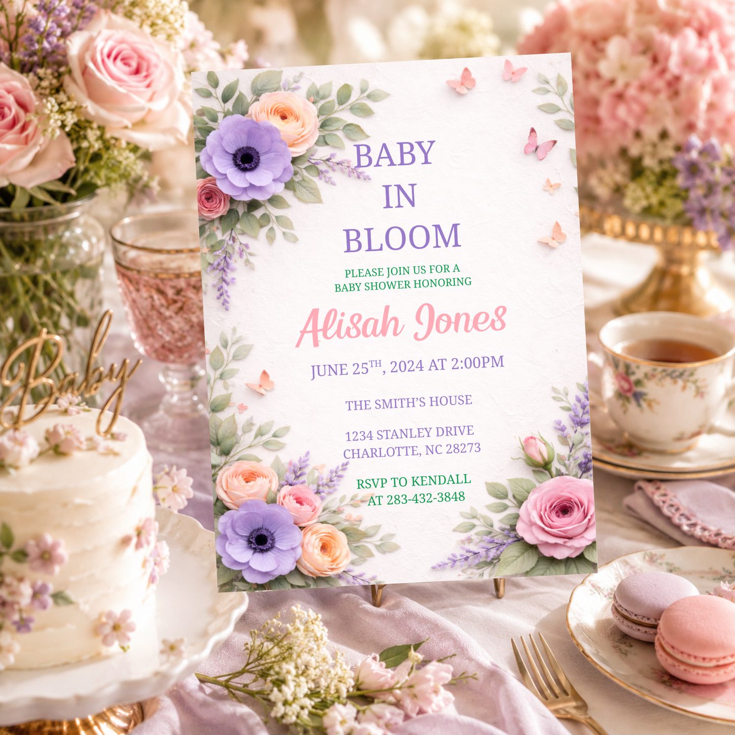 Baby In Bloom Baby Shower Invitation