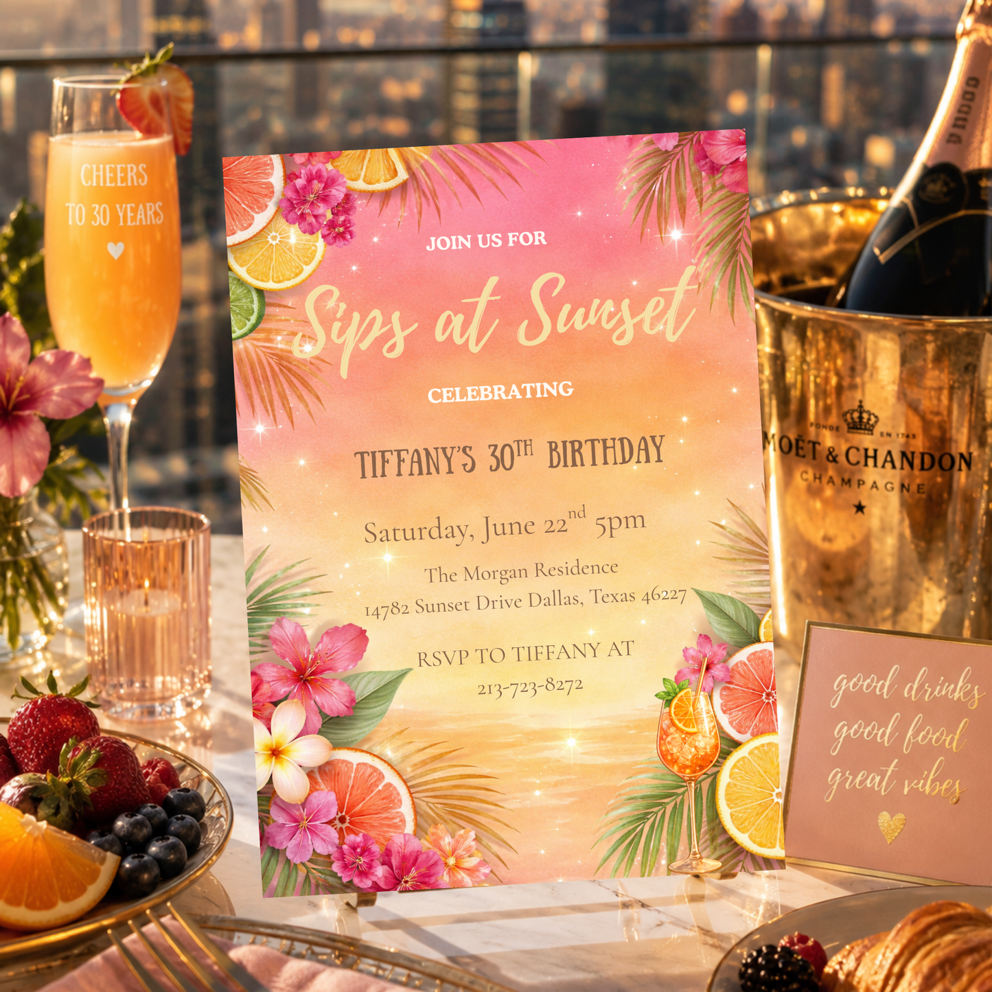Sunset Soiree Birthday Invitation