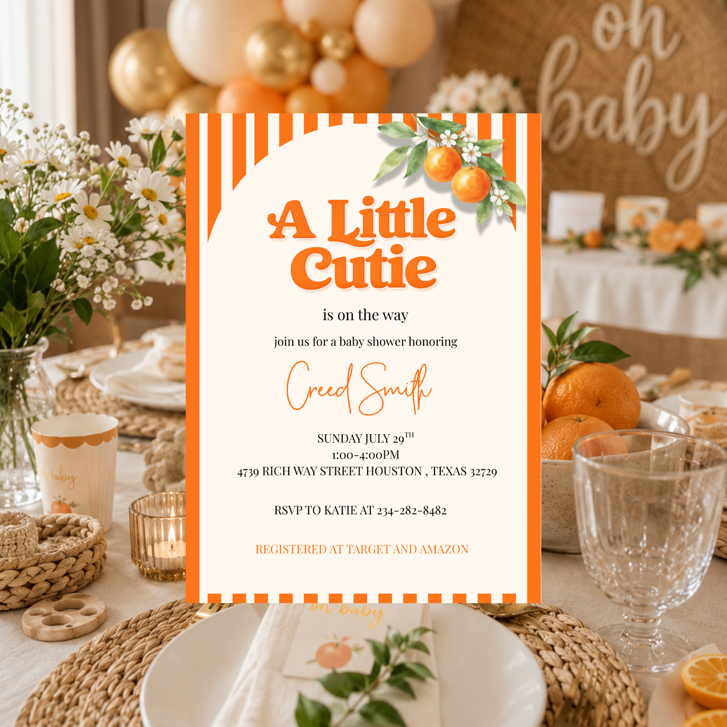 A Little Cutie Baby Shower Invitation
