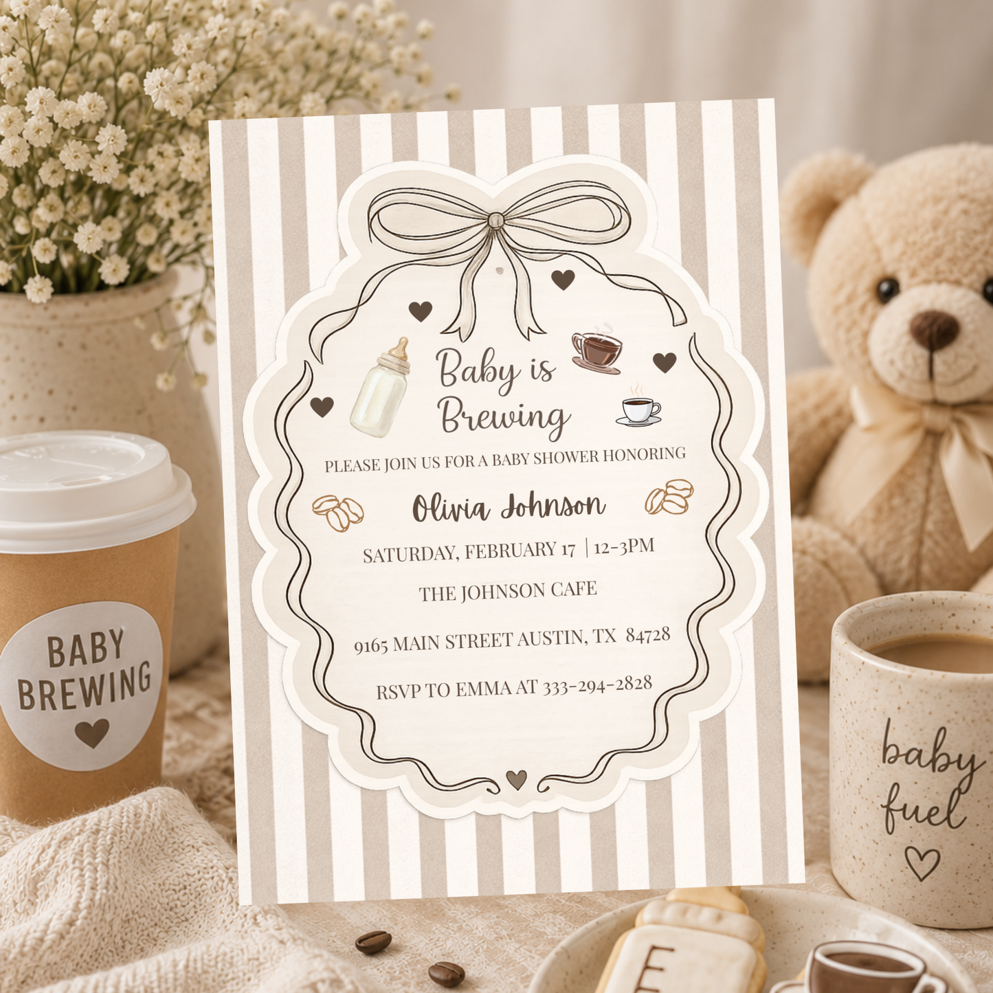 Baby Is Brewing Baby Shower Invitation